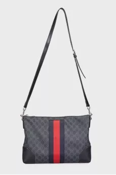 Сумка Web Zip Flat Messenger GG Coated Canvas