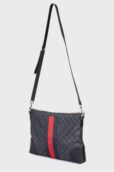 Сумка Web Zip Flat Messenger GG Coated Canvas