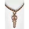 Necklace CHANEL GOLD CC KEY LEATHER CHAIN NECKLACE (RUNWAY 2017)