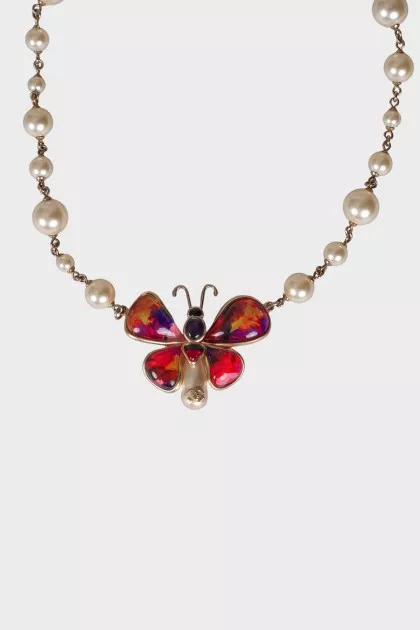 Necklace Gripoix A15 S Butterfly Faux Pearl Summer 2015