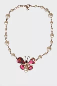 Ожерелье Gripoix A15 S Butterfly Faux Pearl Summer 2015