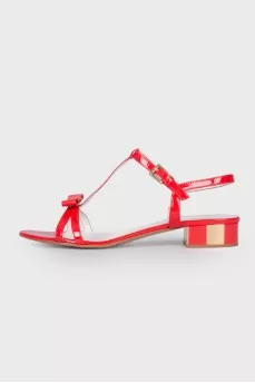 Red low heel sandals