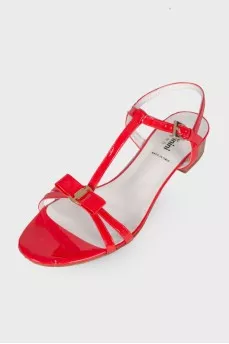 Red low heel sandals