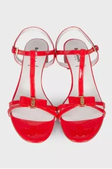 Red low heel sandals