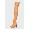 Tan leather over the knee boots