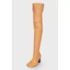 Tan leather over the knee boots