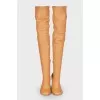 Tan leather over the knee boots
