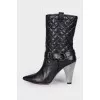 Leather boots with silver heels