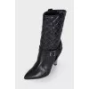 Leather boots with silver heels