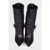 Leather boots with silver heels