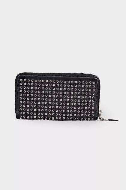Eyelet leather wallet