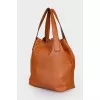 Brown leather shoulder bag