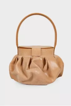Leather embossed barrel bag