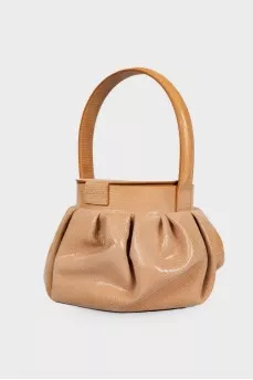 Leather embossed barrel bag