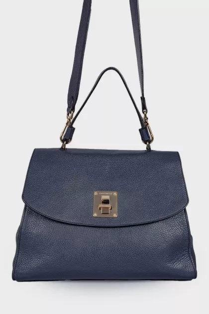 Black and blue leather bag