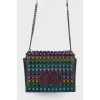 Bag with colored metal rhinestones
