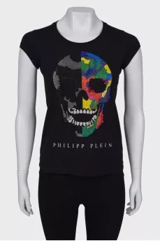 T-shirt with skull appliqué