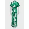 Three piece suit with green print