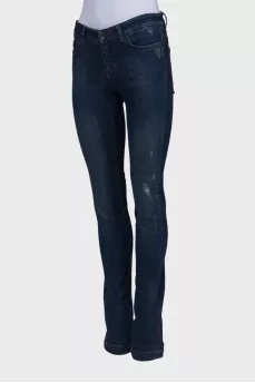 Blue distressed skinny jeans