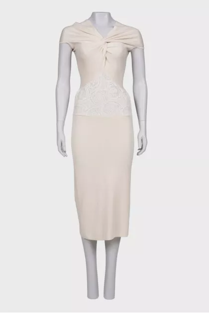 White dress with lace at the waist