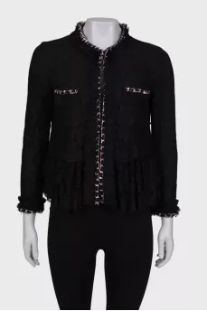 Openwork jacket with pink chain