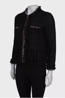 Openwork jacket with pink chain