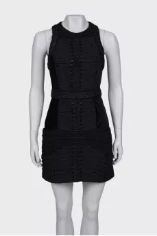 Velor dress with knitted inserts