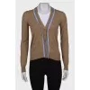 Wool cardigan with patch