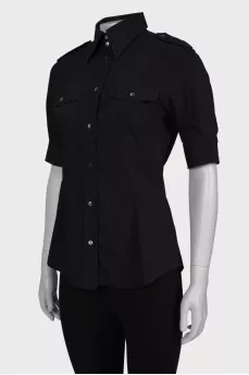 Black blouse with breast pockets