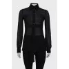 Belted silk blouse