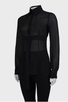 Belted silk blouse