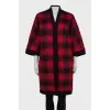Checked press-stud coat