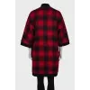 Checked press-stud coat