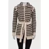 Knit cardigan with waistband