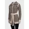 Knit cardigan with waistband