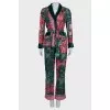 Silk suit with velor trim