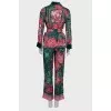 Silk suit with velor trim