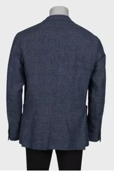 Чоловічий лляний синій піджак