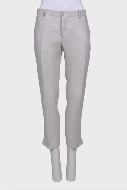 Linen light gray trousers