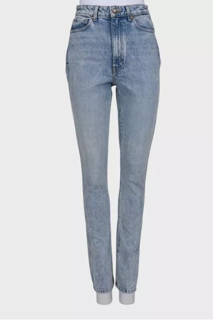 High rise blue jeans
