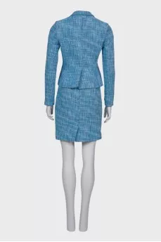 Tweed blue suit with skirt
