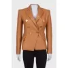 Double-breasted leather jacket