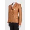 Double-breasted leather jacket