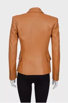 Double-breasted leather jacket