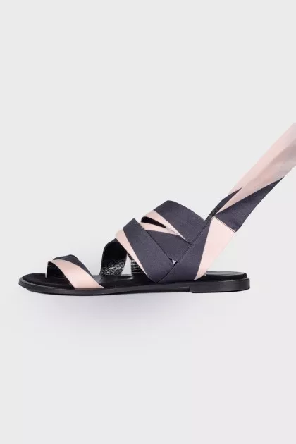 Textile sandals with ties