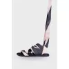 Textile sandals with ties