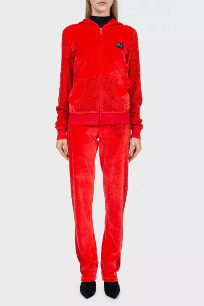 Red velor suit