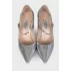 Silver button-down shoes
