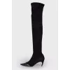 Suede boots with leather toecap
