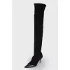 Suede boots with leather toecap